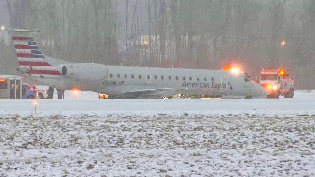 American Airlines slipped off due to snow