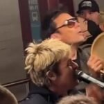 Green Day and his team performs in NYC Subway