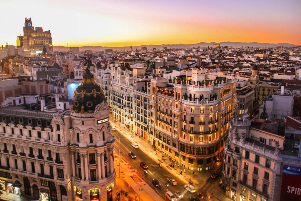 Barcelona Spain city skyline during summer