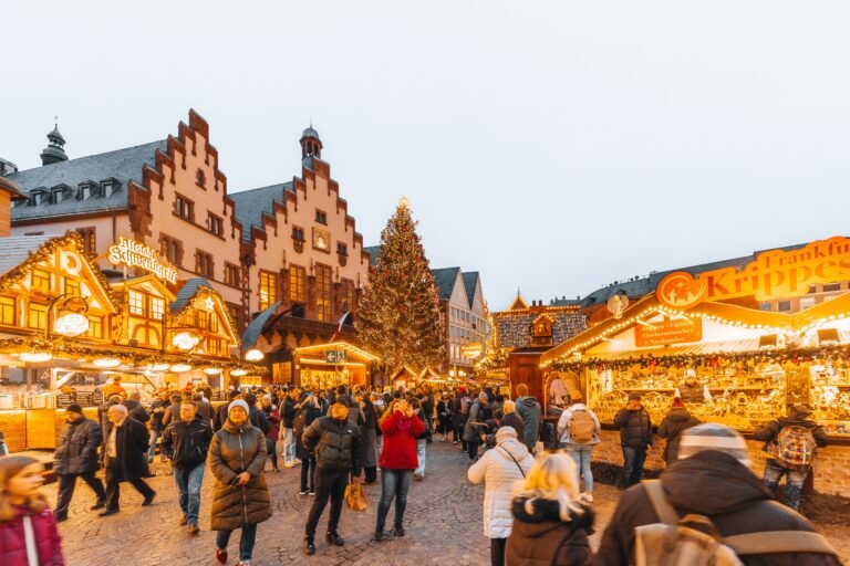 Best Christmas Markets in Europe 2026 festive holiday event with Christmas lights and market stalls