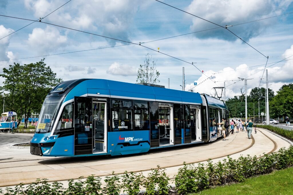 Sustainable Transport Europe 2026 electric buses operating in a modern European city