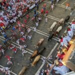 Running of the Bulls festival in Pamplona, Spain