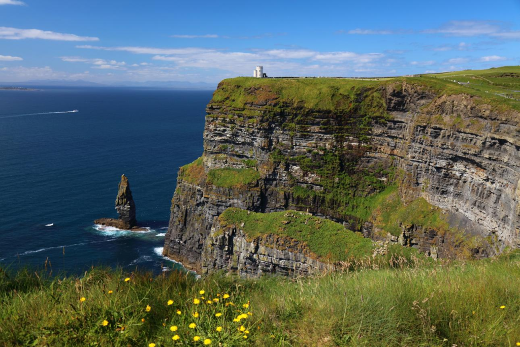 Cliffs of Moher overlooking the Atlantic Ocean in Ireland