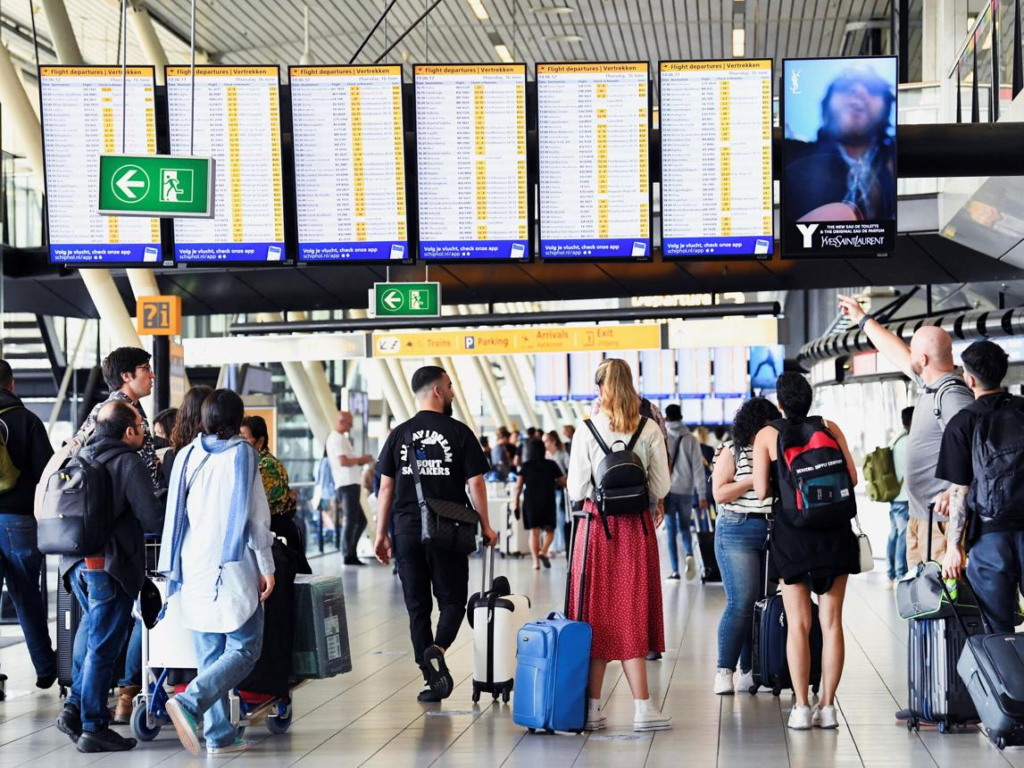 European airport during busy summer