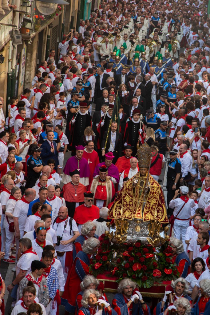 Traditional San Fermín procession in Pamplona