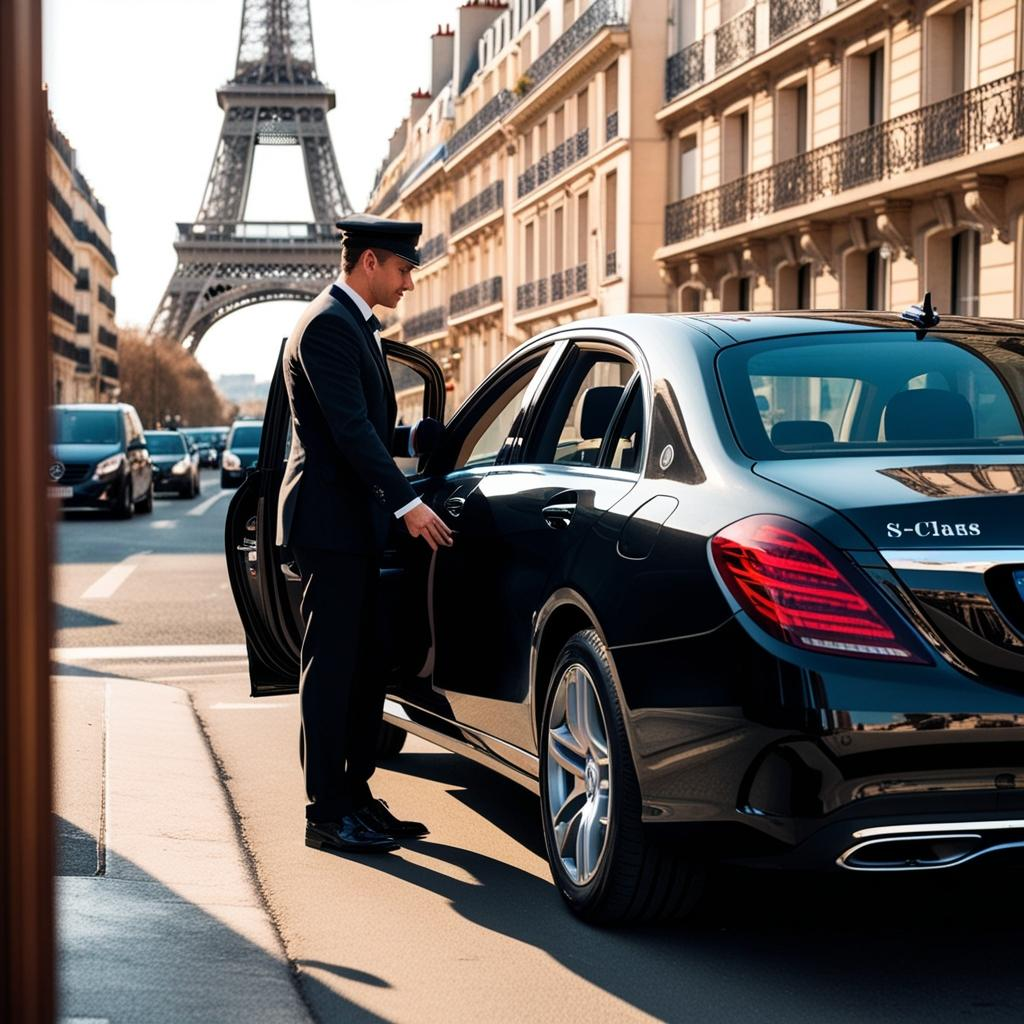 Executive chauffeur vehicle in a European city