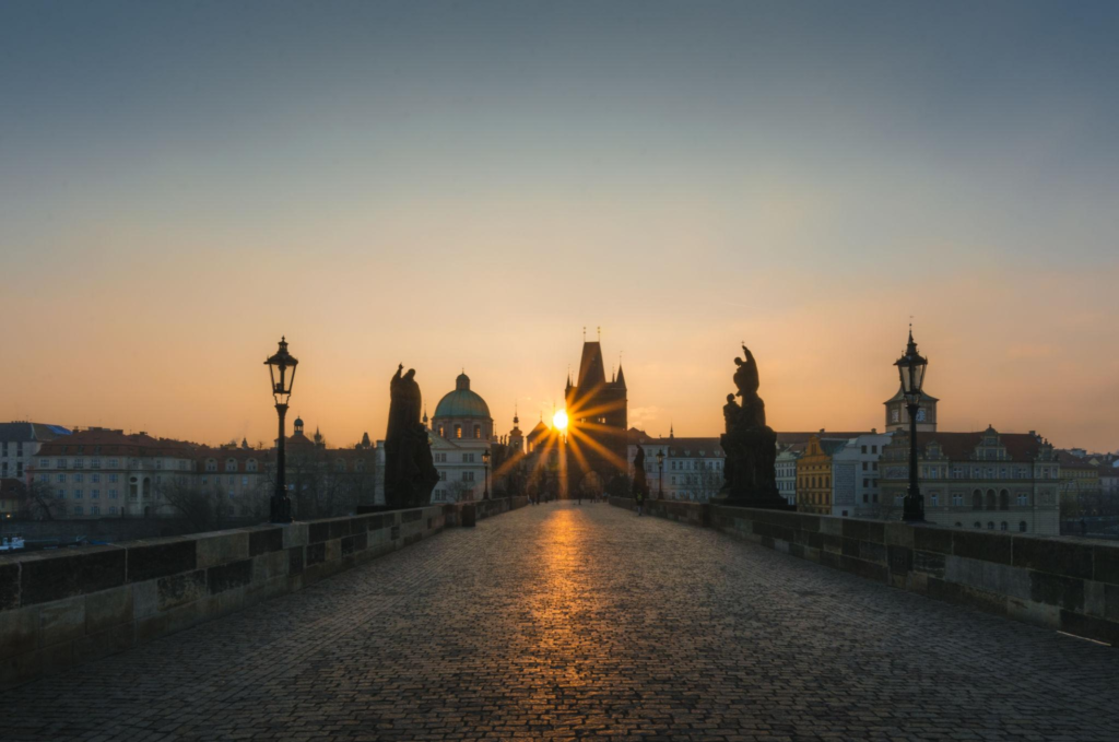 Charles Bridge Prague Czech Republic morning view