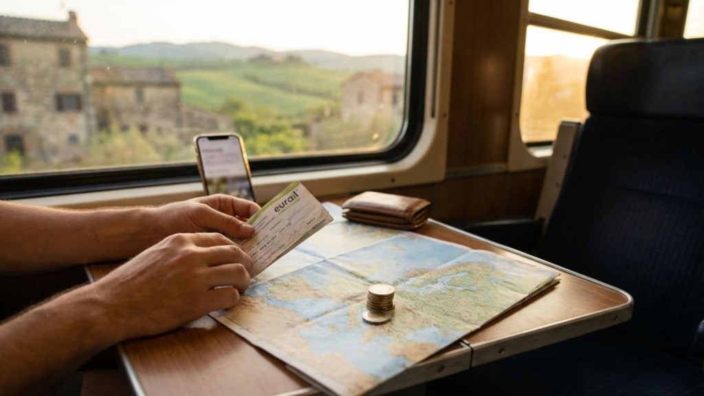 Traveler planning transportation across Europe