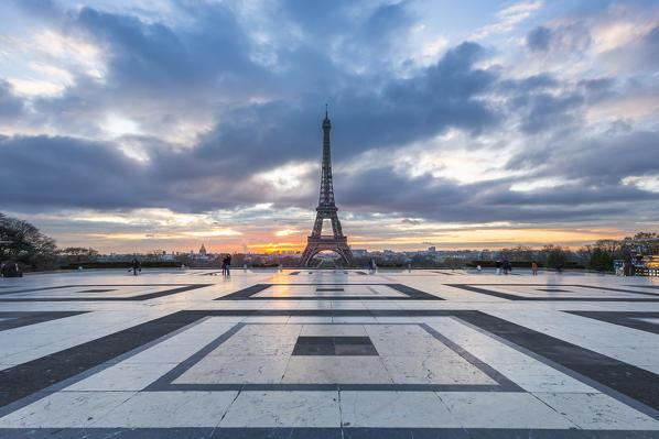 Eiffel Tower Paris France at sunrise