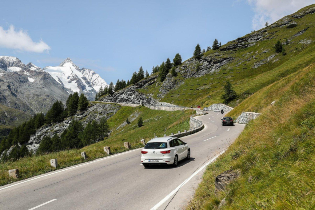 Rental car on a scenic European road