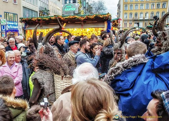 Krampus performers at a Munich Christmas event
