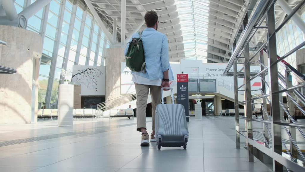 Traveler arriving in Europe