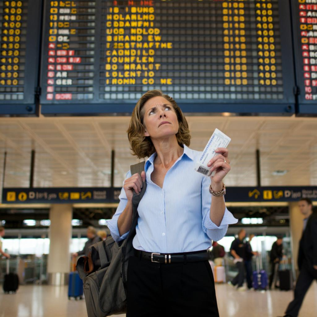 Confused traveler at airport
