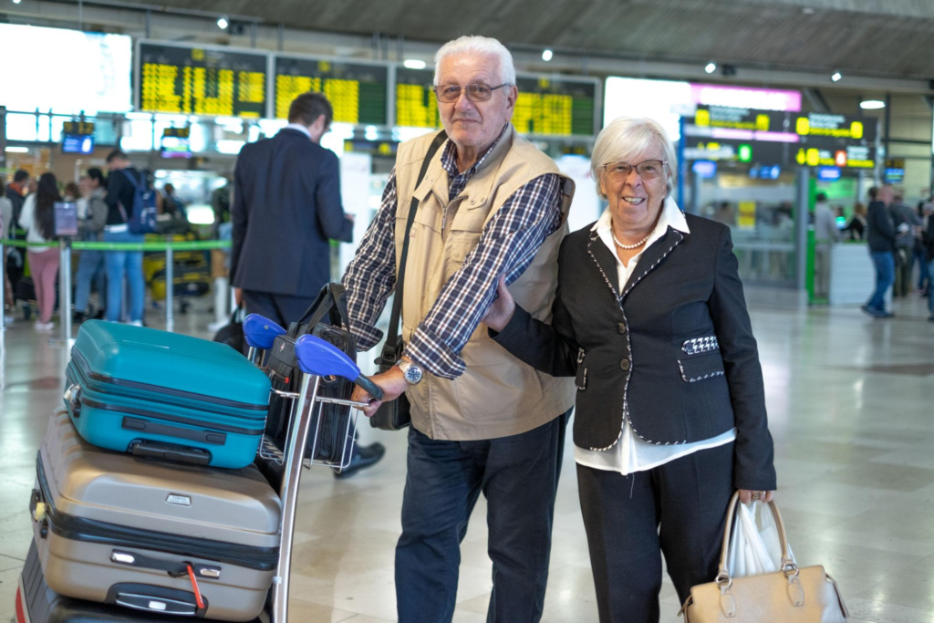 Senior travelers at the airport